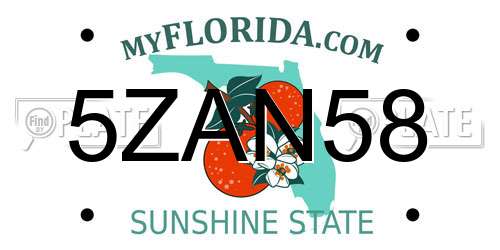 5ZAN58 Florida License Plate
