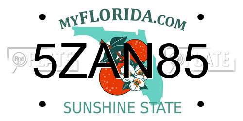 5ZAN85 Florida License Plate