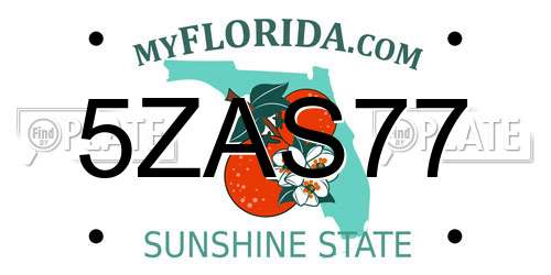 5ZAS77 Florida License Plate