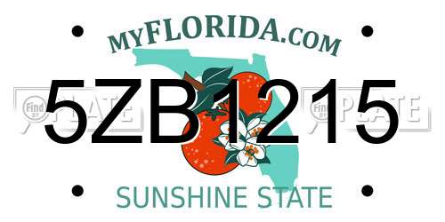 5ZB1215 Florida License Plate