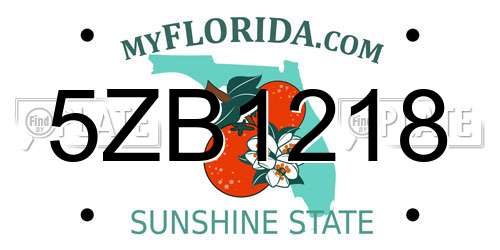 5ZB1218 Florida License Plate