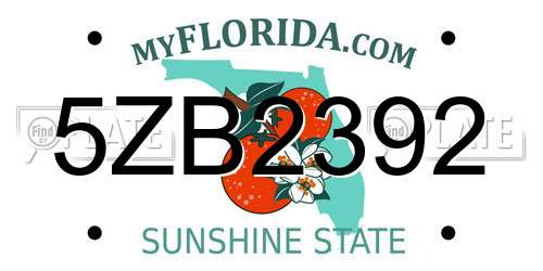 5ZB2392 Florida License Plate