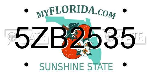 5ZB2535 Florida License Plate