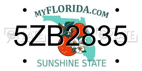 5ZB2835 Florida License Plate