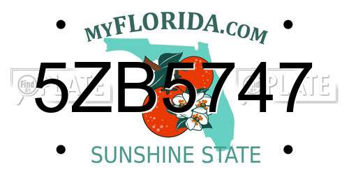 5ZB5747 Florida License Plate
