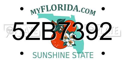 5ZB7392 Florida License Plate