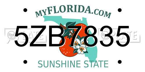 5ZB7835 Florida License Plate