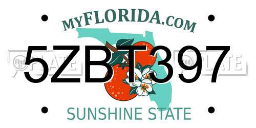5ZBT397 Florida License Plate