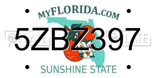5ZBZ397 Florida License Plate