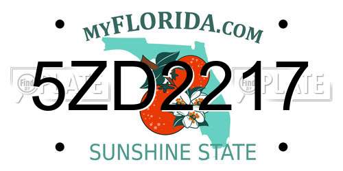 5ZD2217 Florida License Plate