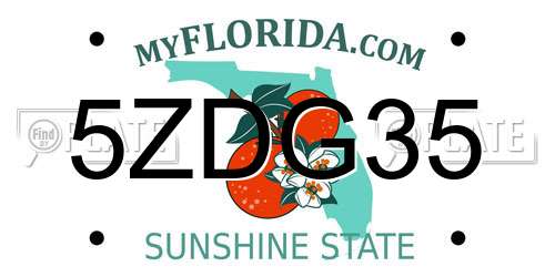 5ZDG35 Florida License Plate
