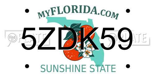 5ZDK59 Florida License Plate