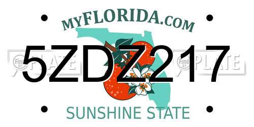 5ZDZ217 Florida License Plate