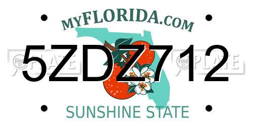 5ZDZ712 Florida License Plate