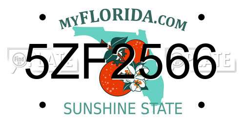 5ZF2566 Florida License Plate