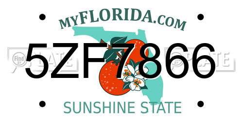 5ZF7866 Florida License Plate