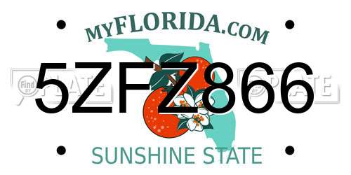5ZFZ866 Florida License Plate
