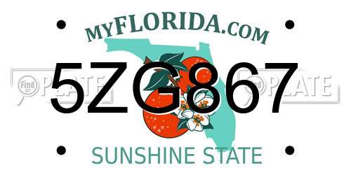 5ZG867 Florida License Plate