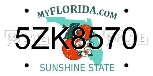 5ZK8570 Florida License Plate