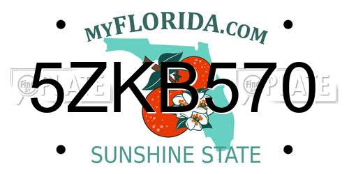 5ZKB570 Florida License Plate