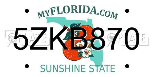 5ZKB870 Florida License Plate