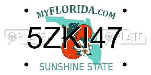 5ZKI47 Florida License Plate