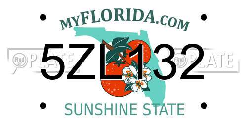 5ZL132 Florida License Plate