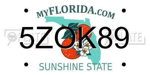 5ZOK89 Florida License Plate
