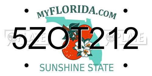 5ZOT212 Florida License Plate