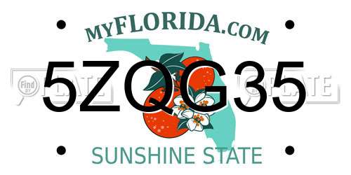 5ZQG35 Florida License Plate