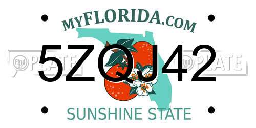 5ZQJ42 Florida License Plate