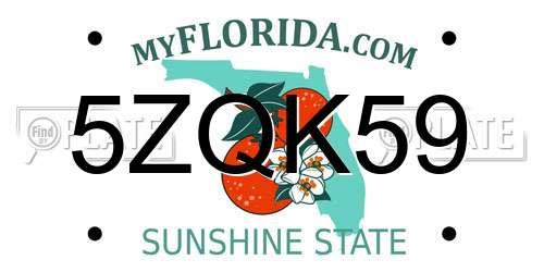 5ZQK59 Florida License Plate