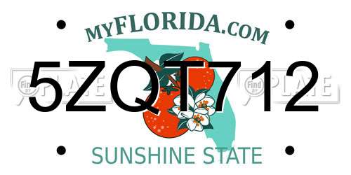 5ZQT712 Florida License Plate