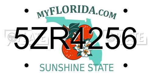 5ZR4256 Florida License Plate