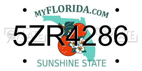 5ZR4286 Florida License Plate