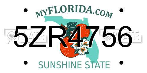 5ZR4756 Florida License Plate