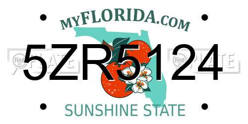 5ZR5124 Florida License Plate