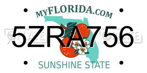 5ZRA756 Florida License Plate