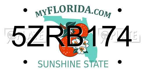 5ZRB174 Florida License Plate