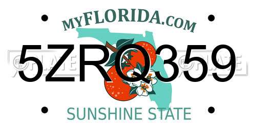 5ZRQ359 Florida License Plate