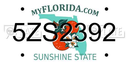 5ZS2392 Florida License Plate