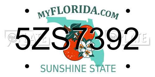 5ZS7392 Florida License Plate