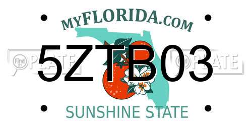 5ZTB03 Florida License Plate