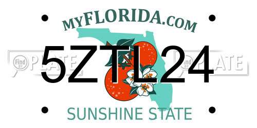 5ZTL24 Florida License Plate