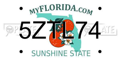 5ZTL74 Florida License Plate
