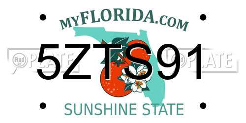 5ZTS91 Florida License Plate