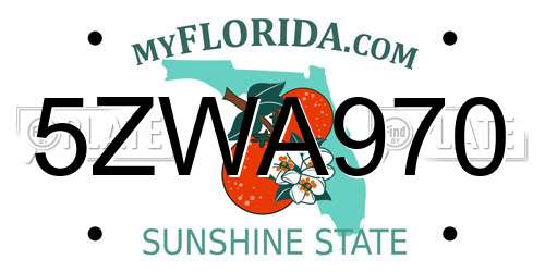 5ZWA970 Florida License Plate
