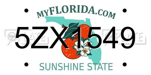 5ZX1549 Florida License Plate