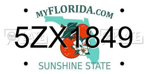 5ZX1849 Florida License Plate