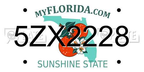 5ZX2228 Florida License Plate